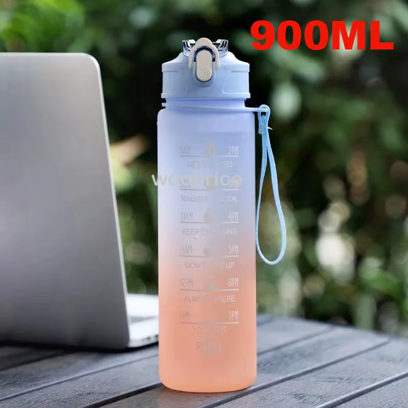Sports Water Bottle for Running Drinking Bottle 2L Motivational with Time Marker Stickers Portable Reusable Plastic Cups