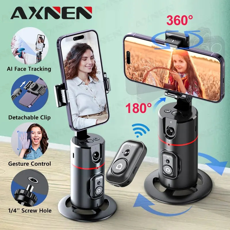 2023 New 360 Rotation Follow-Up Gimbal Stabilizer Monopod Desktop Tracking Gimbal with Remote for Tiktok Live Photography