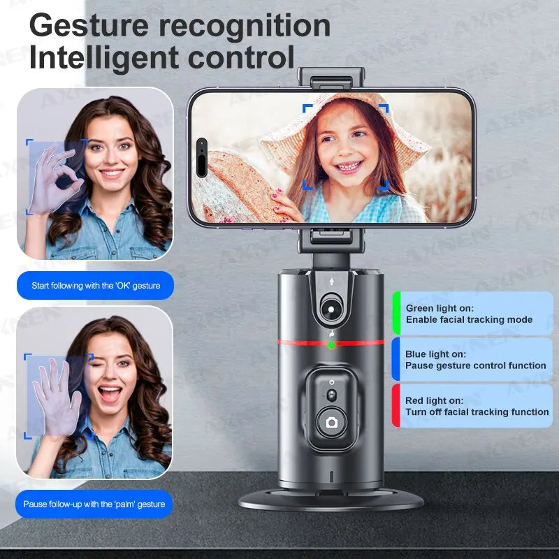 2023 New 360 Rotation Follow-Up Gimbal Stabilizer Monopod Desktop Tracking Gimbal with Remote for Tiktok Live Photography