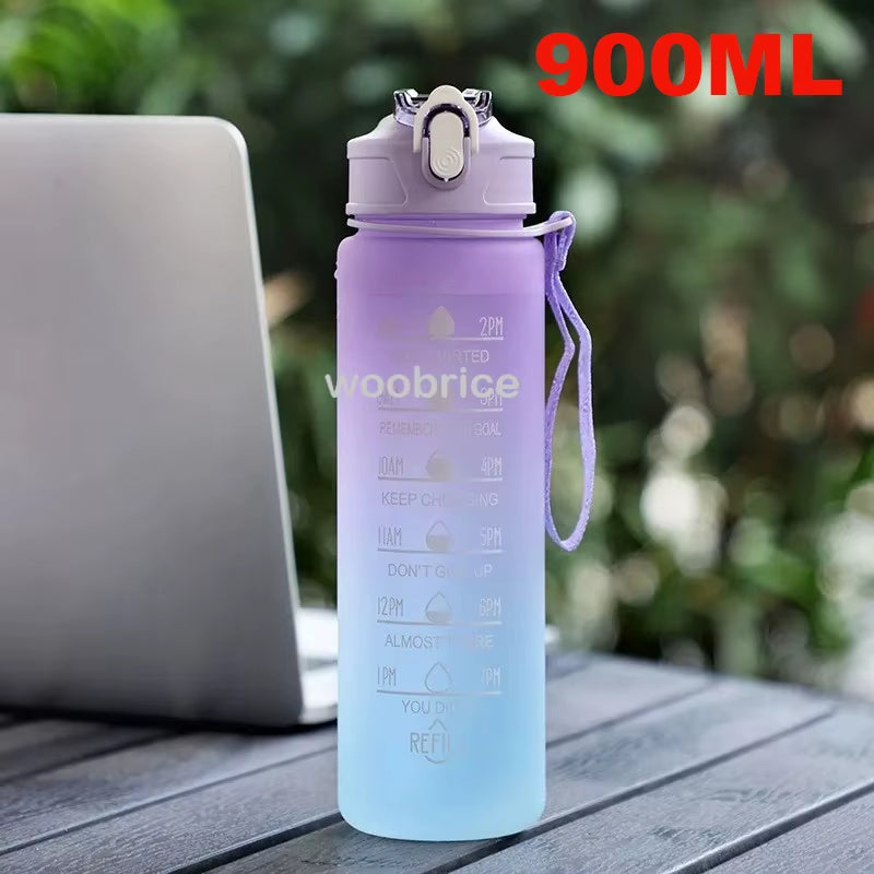 Sports Water Bottle for Running Drinking Bottle 2L Motivational with Time Marker Stickers Portable Reusable Plastic Cups