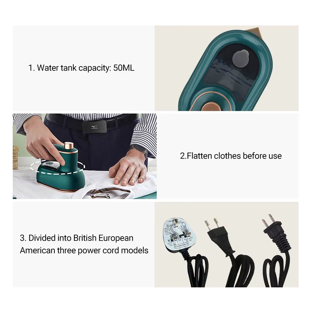 Mini Garment Steamer Steam Iron Handheld Portable Home Travelling for Clothes Ironing Wet Dry Ironing Machine