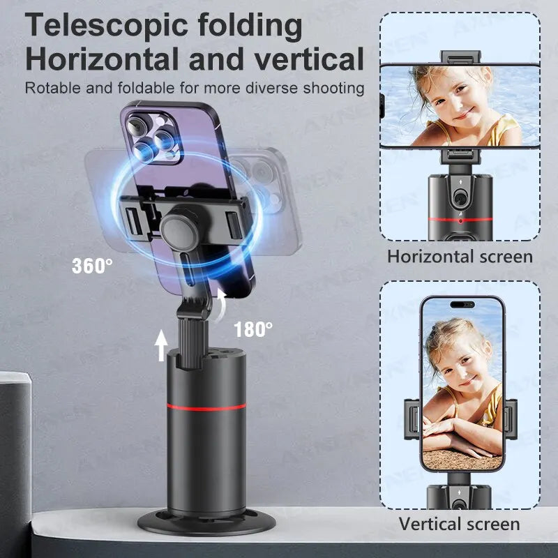 2023 New 360 Rotation Follow-Up Gimbal Stabilizer Monopod Desktop Tracking Gimbal with Remote for Tiktok Live Photography