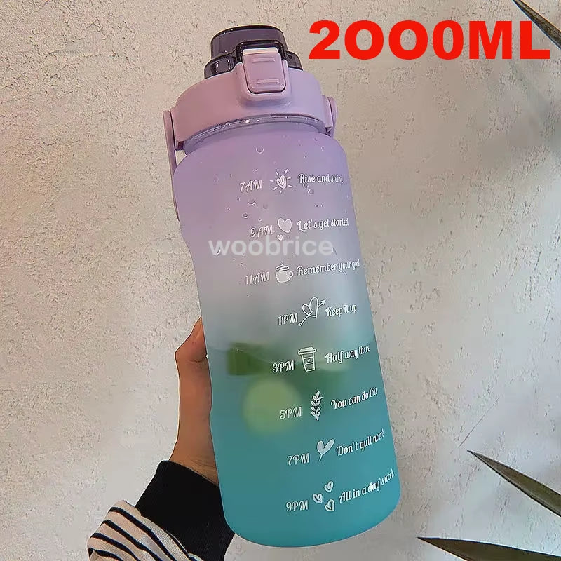 Gradient Motivational Water Bottle with Time Marker β 2L / 900ml / 750ml / 280ml | Leak-Proof BPA-Free Sports Bottle