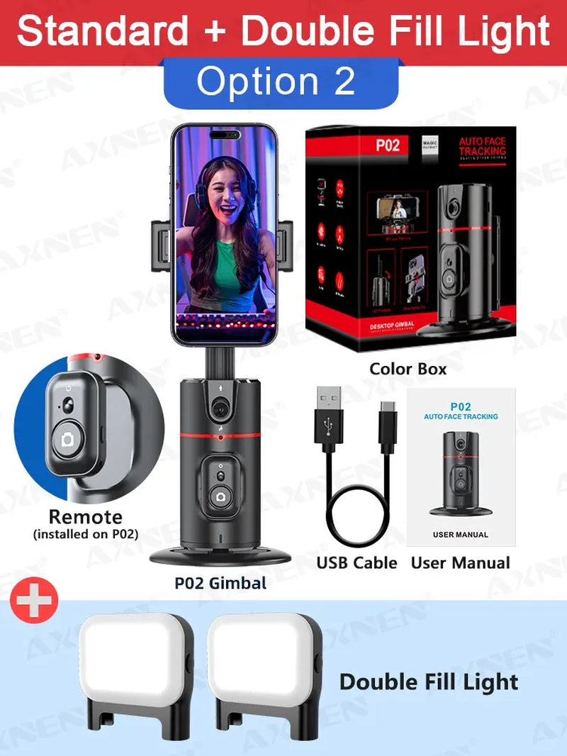 2023 New 360 Rotation Follow-Up Gimbal Stabilizer Monopod Desktop Tracking Gimbal with Remote for Tiktok Live Photography