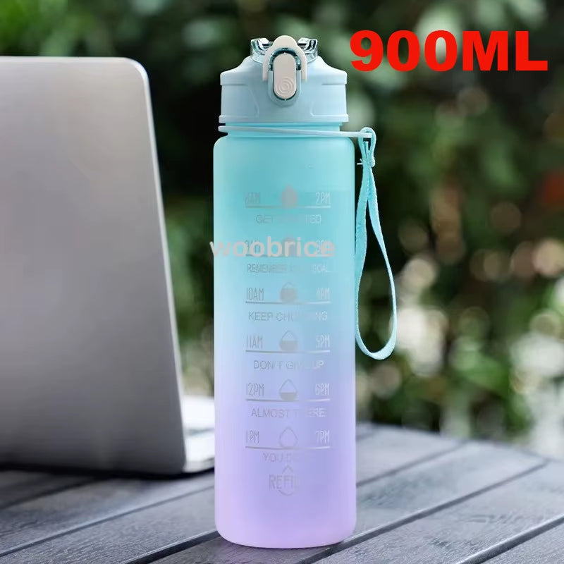 Sports Water Bottle for Running Drinking Bottle 2L Motivational with Time Marker Stickers Portable Reusable Plastic Cups