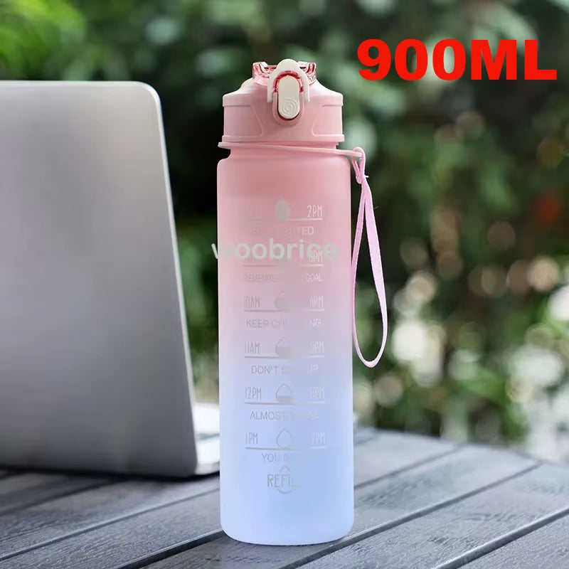 Sports Water Bottle for Running Drinking Bottle 2L Motivational with Time Marker Stickers Portable Reusable Plastic Cups