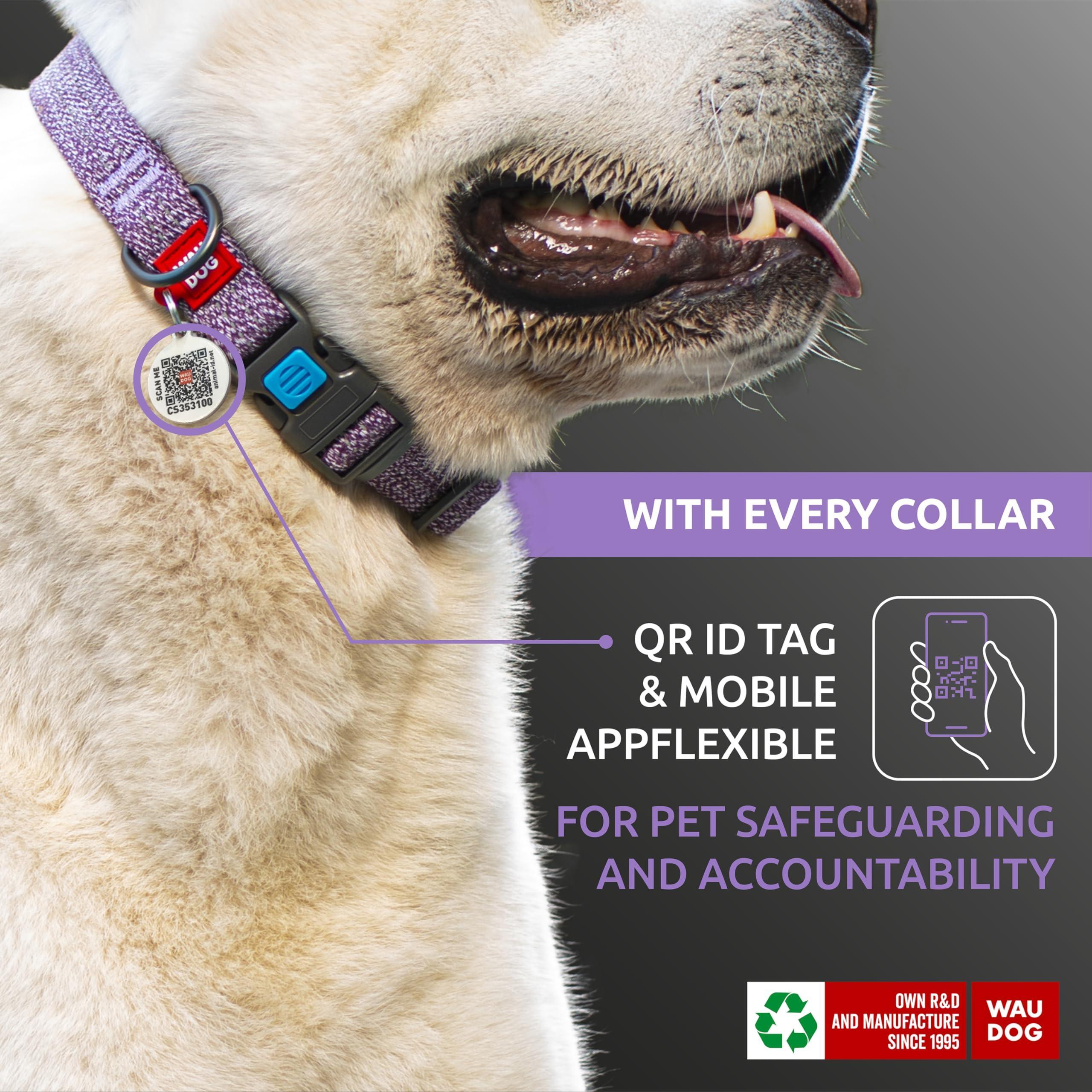 Reflective Cotton Dog Collar 12-19 Inch Neck X 1 Inch Wide Eco Friendly Alt to Nylon Collar for Small Medium and Large Dogs Pet Collar with QR ID Tag Puppy Collar for Large Breed Dogs Adjustable Male Female Dog Collar