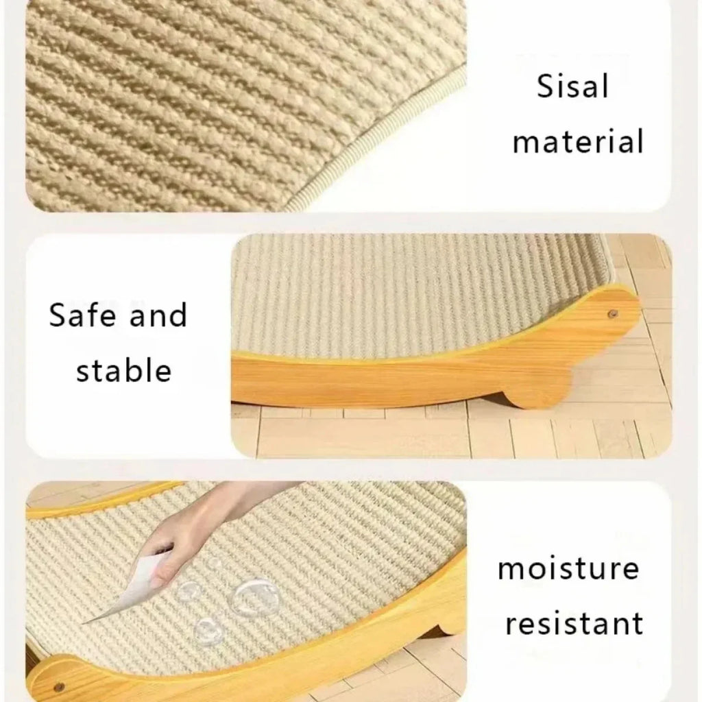 Cat Scratcher Bed for Indoor Cats Hammock for Scratching Pad Cat Chair Nartural Sisal Scratch Post for Large Cats Scratcher Lounge, Wooden Cat Furniture