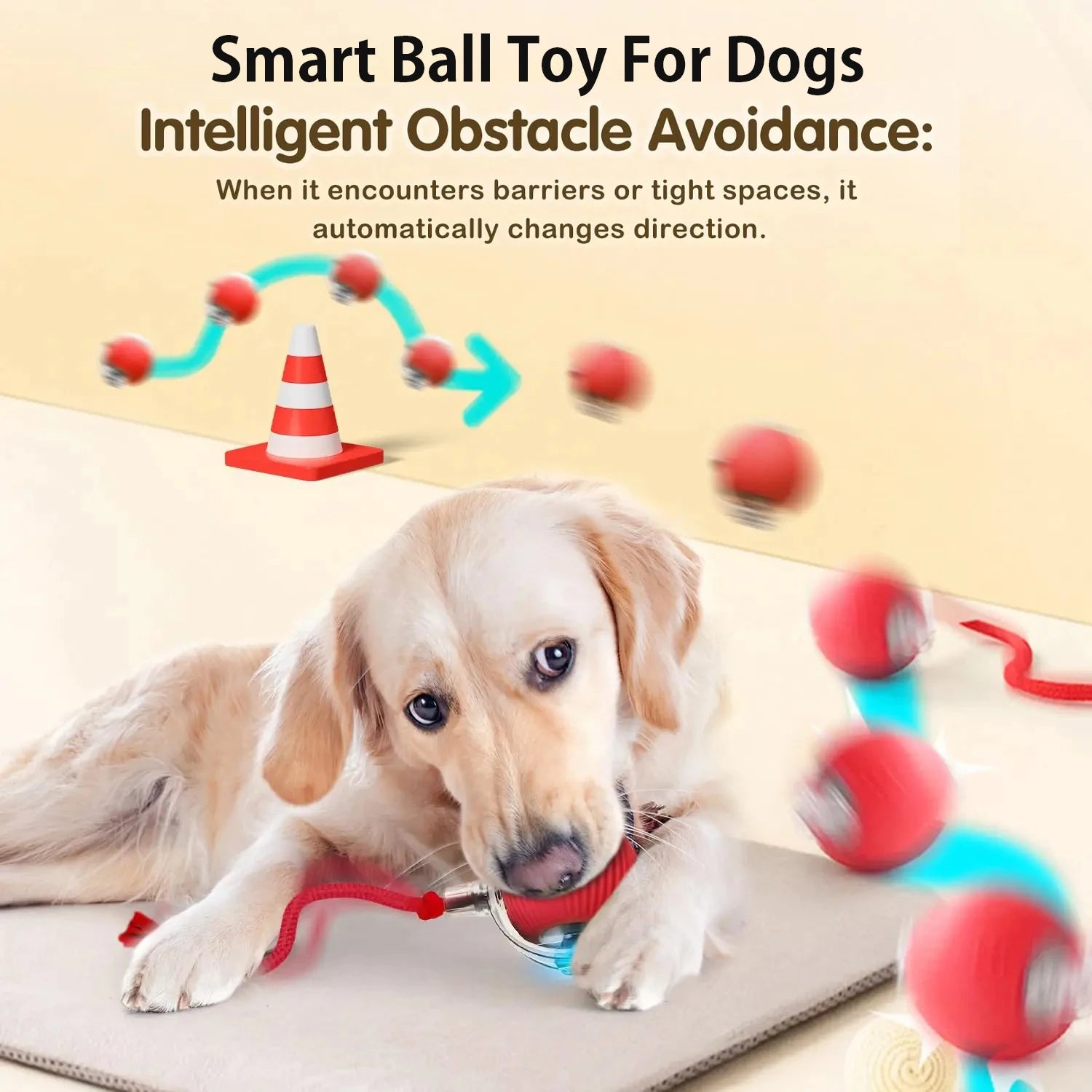 Smart Interactive Dog Ball Toy Rechargeable, Automatic Rolling Fun Ball for Dogs & Puppies