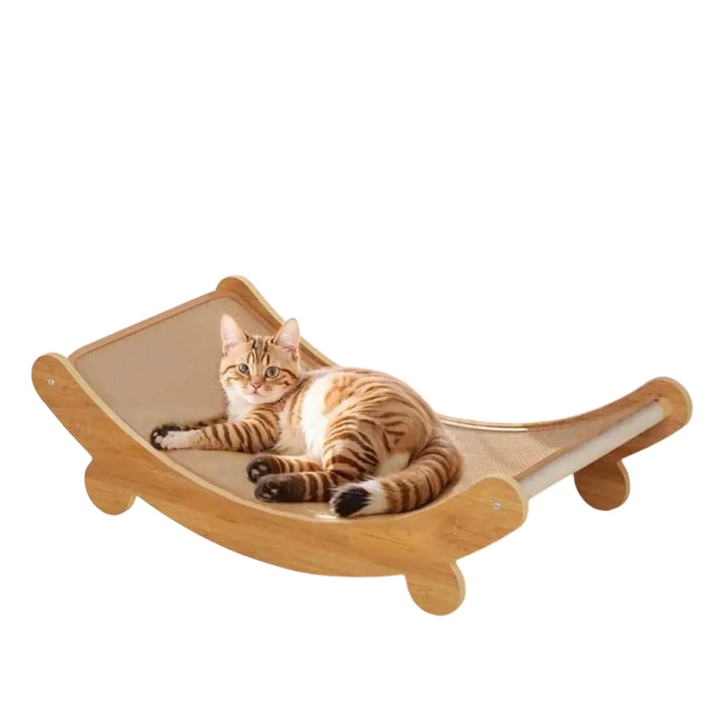 Cat Scratcher Bed for Indoor Cats Hammock for Scratching Pad Cat Chair Nartural Sisal Scratch Post for Large Cats Scratcher Lounge, Wooden Cat Furniture